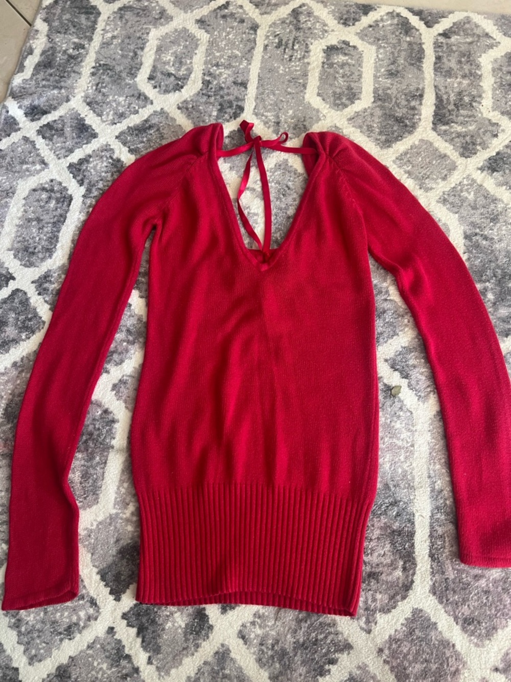 lululemon athletica Red V-Neck Tie-Back Sweater